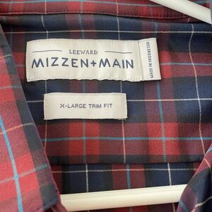 Mizzen+Main Red and Navy Plaid Shirt